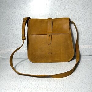 Brown Leather Crossbody Bag by Equal Uprise